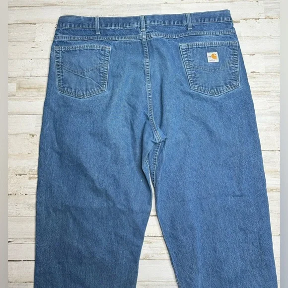 Carhartt FR Denim Blue Work Jeans Relaxed Fit Men 44x30 Workwear FRB100DNM USA - Picture 8 of 9